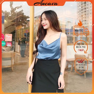 Áo lụa 2 dây cổ đổ chất lụa satin hàng đẹp - Đủ Size