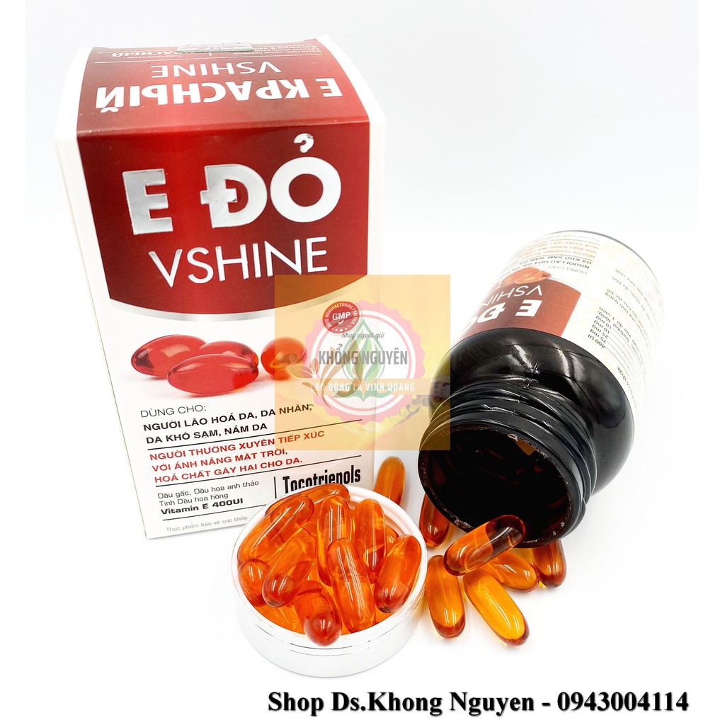 E ĐỎ VSHINE - Chống oxy hoá - Hộp 30 viên