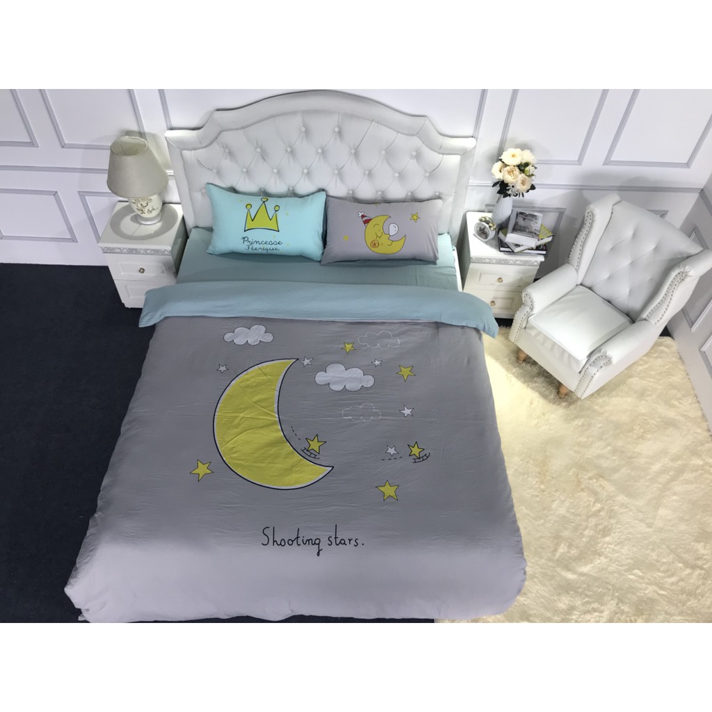 Trọn bộ chăn ga gối cotton đũi chần bông 4 món