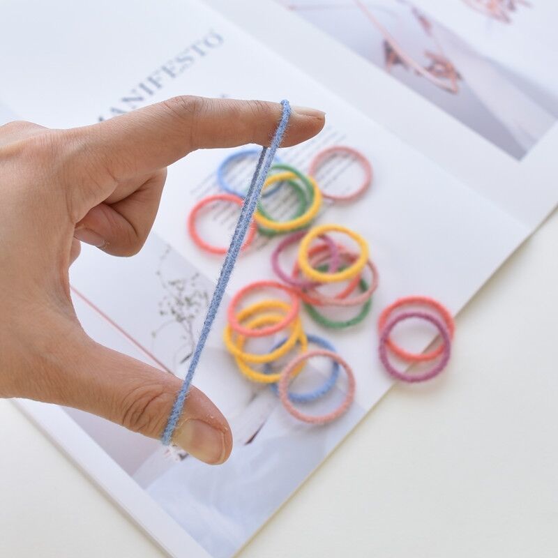 Set 100 dây buộc tóc nhiều màu sắc dễ thương cho bé gái