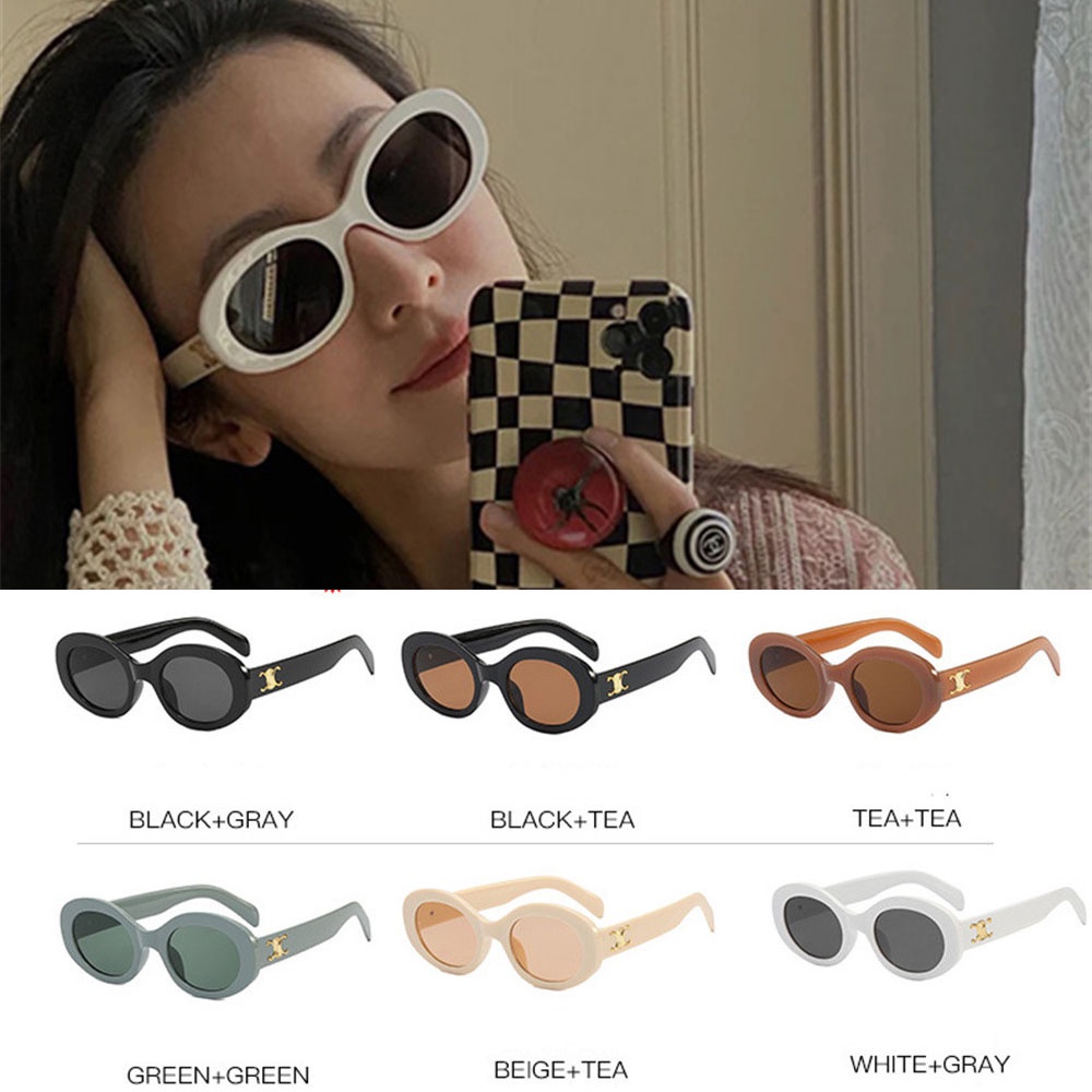 Kính Mát Hình Oval Màu Sắc Macaron Phong Cách Hàn Quốc Cho Nam Và Nữ