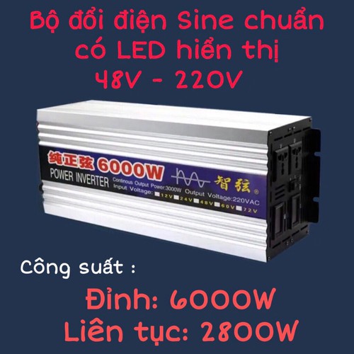 [Mã ELHA22 giảm 5% đơn 300K] Bộ đổi điện sin chuẩn 6000W 48V sang 220V - ZX 48V-6000W