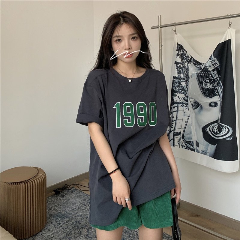 Áo thun SUXI tay ngắn cổ tròn in họa tiết chữ đơn giản dễ phối đồ thời trang mùa hè năng động cho nữ