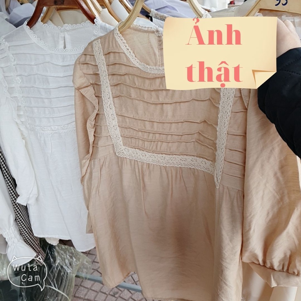 Áo kiểu nữ Hàn quốc tay lỡ Bigsize chất tơ đũi ren thời trang tiểu thư bánh bèo Liaofashion