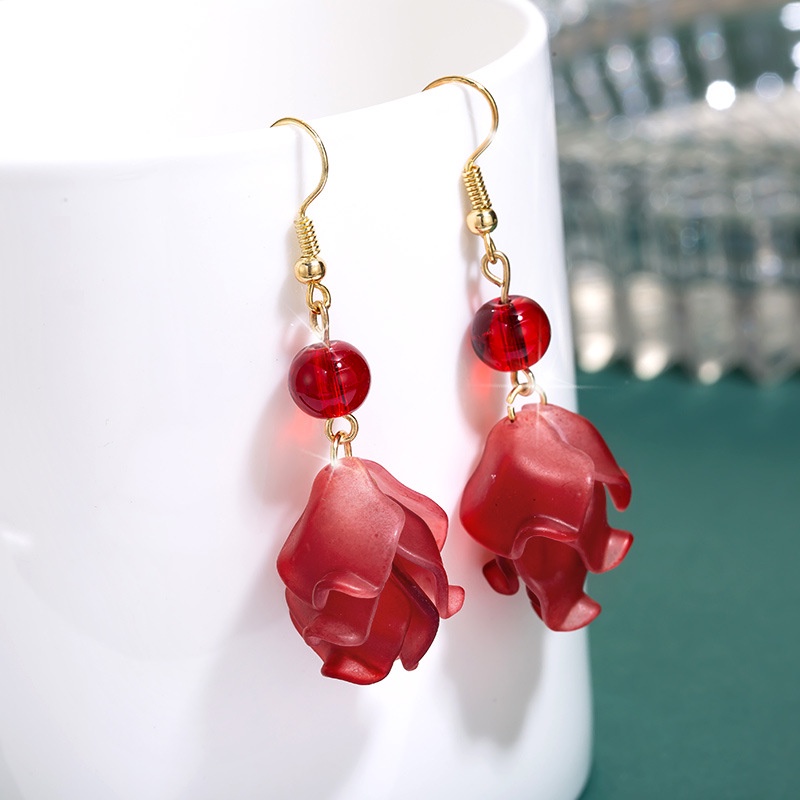 Khuyên Tai Tua Rua Hình Hoa Bằng Nhựa Acrylic Phong Cách Hàn Quốc Cho Nữ