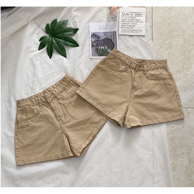 Quần short Kaki Nữ Bigsize Ống Rộng Chữ A Lưng Cao Sẽ TCshopjean Ms 1046