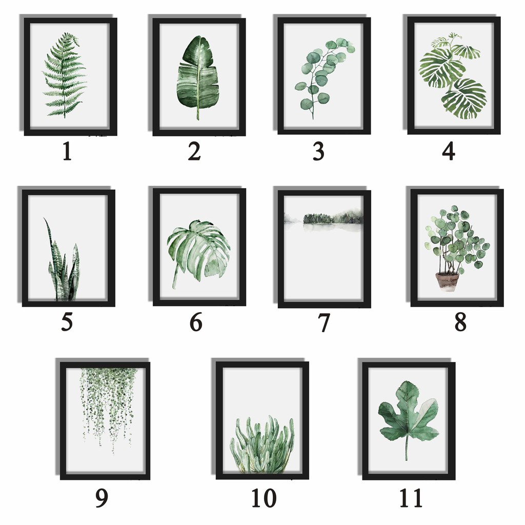 Tranh treo tường trang trí mini hình lá cây cỏ tươi tắn phong cách Bắc Âu hiện đại dành cho phòng khách | BigBuy360 - bigbuy360.vn