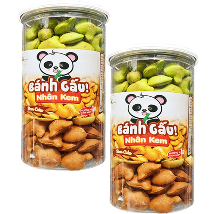 COMBO 2 HŨ BÁNH GẤU NHÂN KEM LOẠI 1 THƠM NGON HIỆU SKFOOD - MỖI HŨ 350G