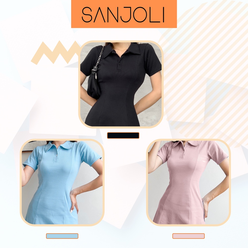Váy Polo Nữ SANJOLI Đầm Body Chất Thun Gân Thiết Kế Ôm Eo Dáng Xòe Tay Ngắn Đi Dự Tiệc, Đi Chơi VD081 | BigBuy360 - bigbuy360.vn