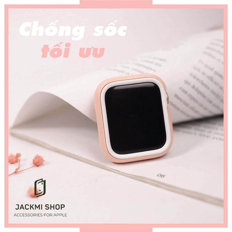 [COMBO 2 MÓN TRẮNG HỒNG BABY] DÂY SILICON HỌA TIẾT CHO APPLE WATCH + ỐP VIỀN RHINOSHIELD CHO APPLE WATCH