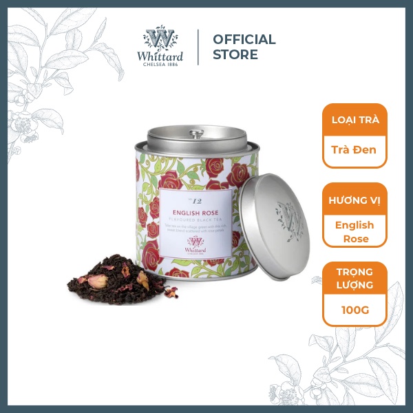 Trà đen Anh Quốc Whittard Discoveries English Rose (trà nguyên lá hộp thiếc, 100g)