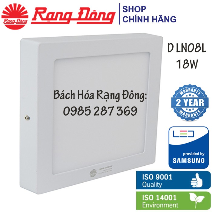 Đèn LED Ốp Trần Rạng Đông 18W RADAR Cảm Biến , ChipLED Samsung, Model: D LN08L 23x23/18W RAD SS