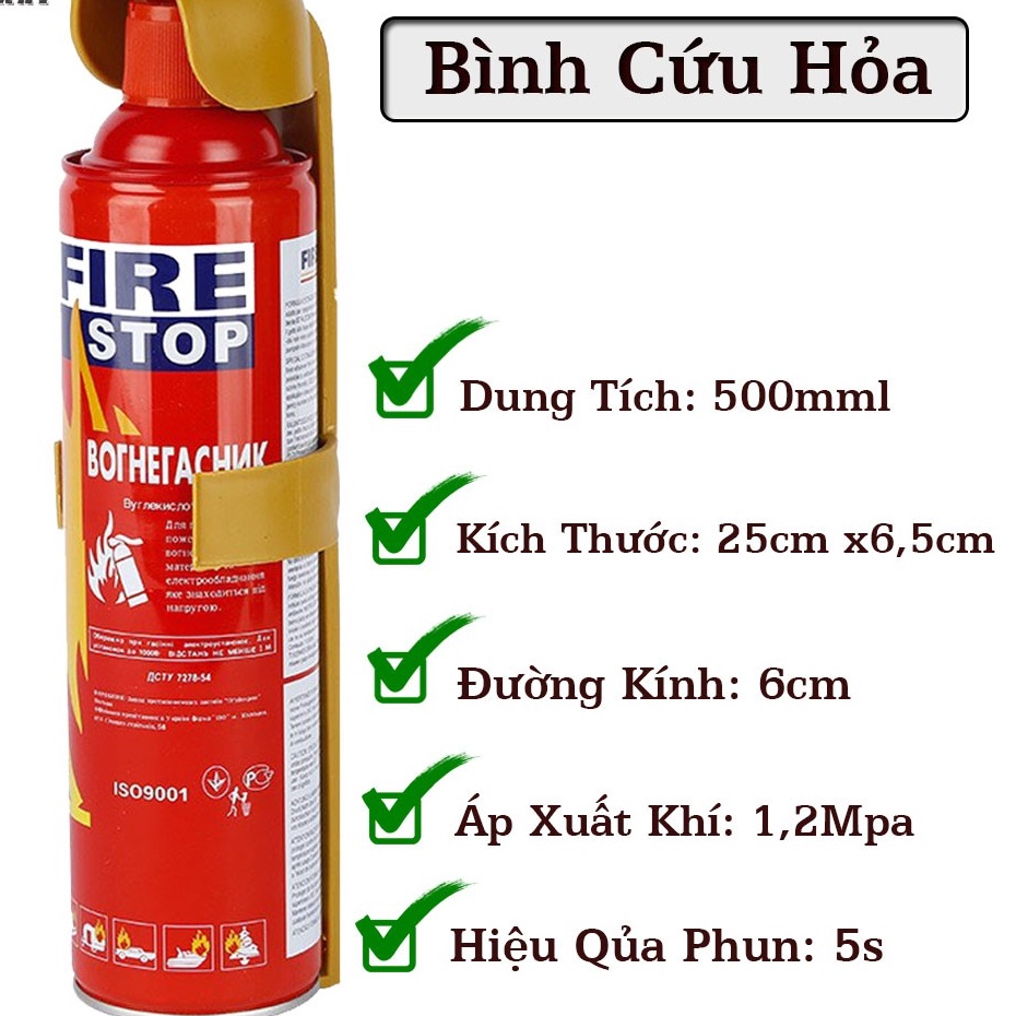 Bình Chữa Cháy Mini Ô Tô-Dung Tính 500mml, Dập Lửa Siêu Tốc