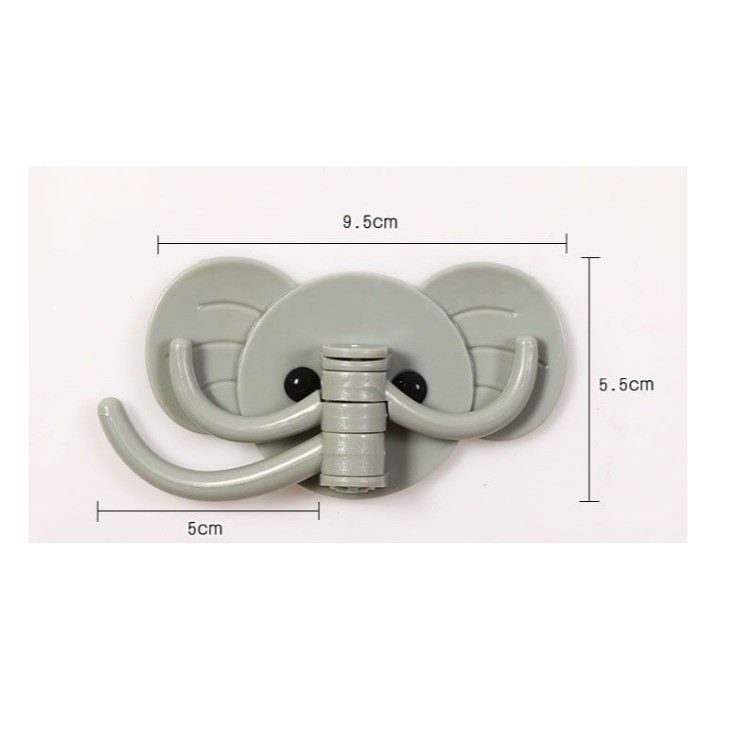 Móc dán tường chắc chắn 3 vòi hình con voi siêu dễ thương ( giao màu ngẫu nhiên )