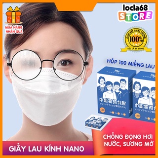 Khăn lau kính Nano hộp 100 miếng khăn giấy chống bám hơi nước, lau sạch nhờn vân tay bụi bẩn trên mắt kính, điện thoại