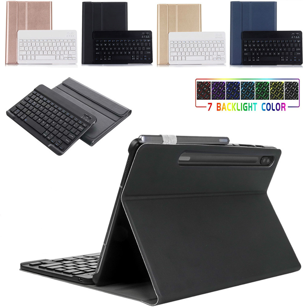 Backlit Wireless Keyboard for Samsung Galaxy Tab A 10.1 Tab A 10.5 A8.0 Cover PU Leather Stand Case with Pencil Holder
