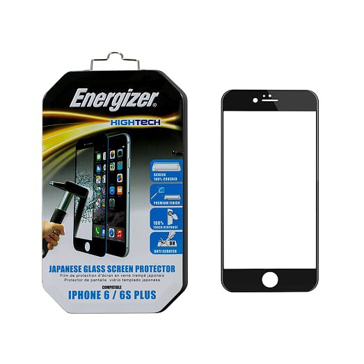 Miếng dán cường lực full viền Energizer cho iPhone 6 Plus / 6S Plus - ENHTTGPRIP6P (Đen)