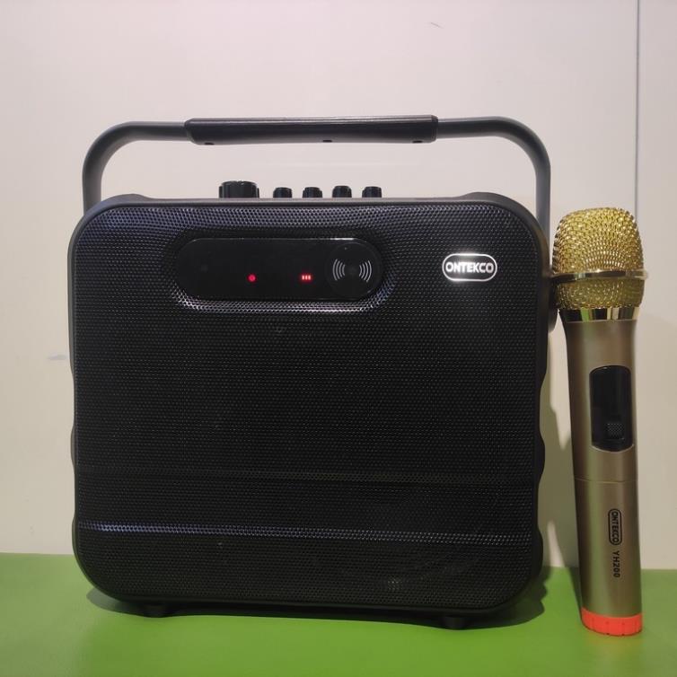Loa di động Ontekco YH200 kèm 2 míc hát xách tay di động không dây, hát karaoke bluetooth 5.0
