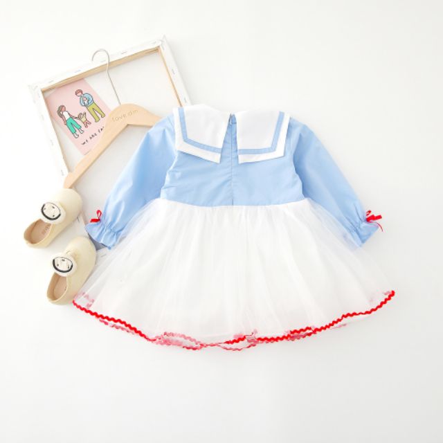 Váy thu đông họa tiết 3 trái tim cực xinh cho bé