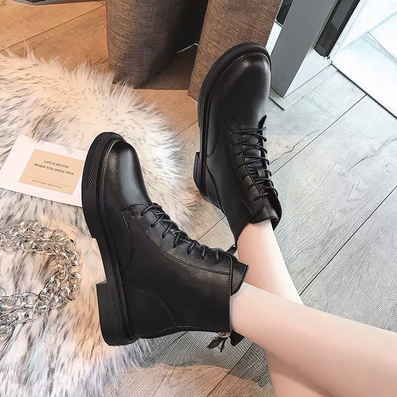 (Sẵn 36/38) Boots da lì khoá kéo sau hàng Quảng Châu | BigBuy360 - bigbuy360.vn