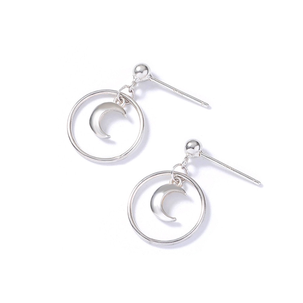 Hoa tai hình tròn thiết kế mặt trăng xinh xắn phong cách Hàn Quốc