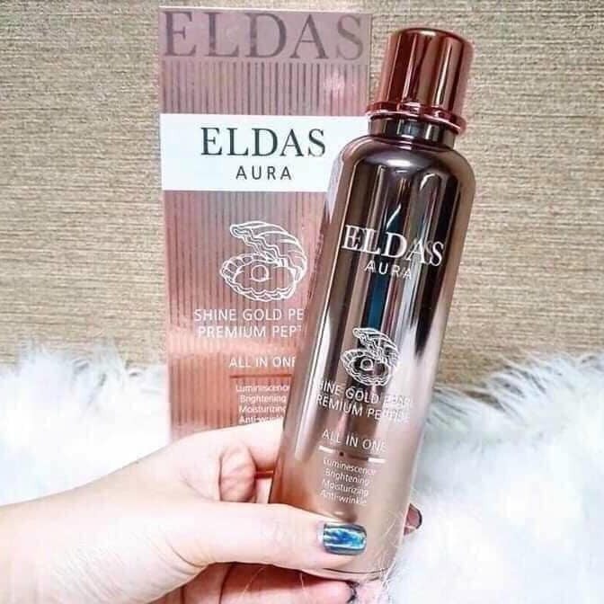 Serum tế bào gốc Eldas Aura Coreana Shine Gold Pearl Premium Peptide chai 100ml tinh chất tế bào gốc eldas aura