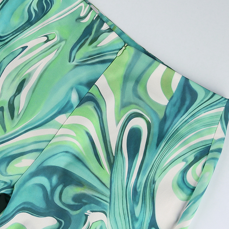 DUNEA Fashion Water Ripple Contrast Color High-waist Woven Trousers