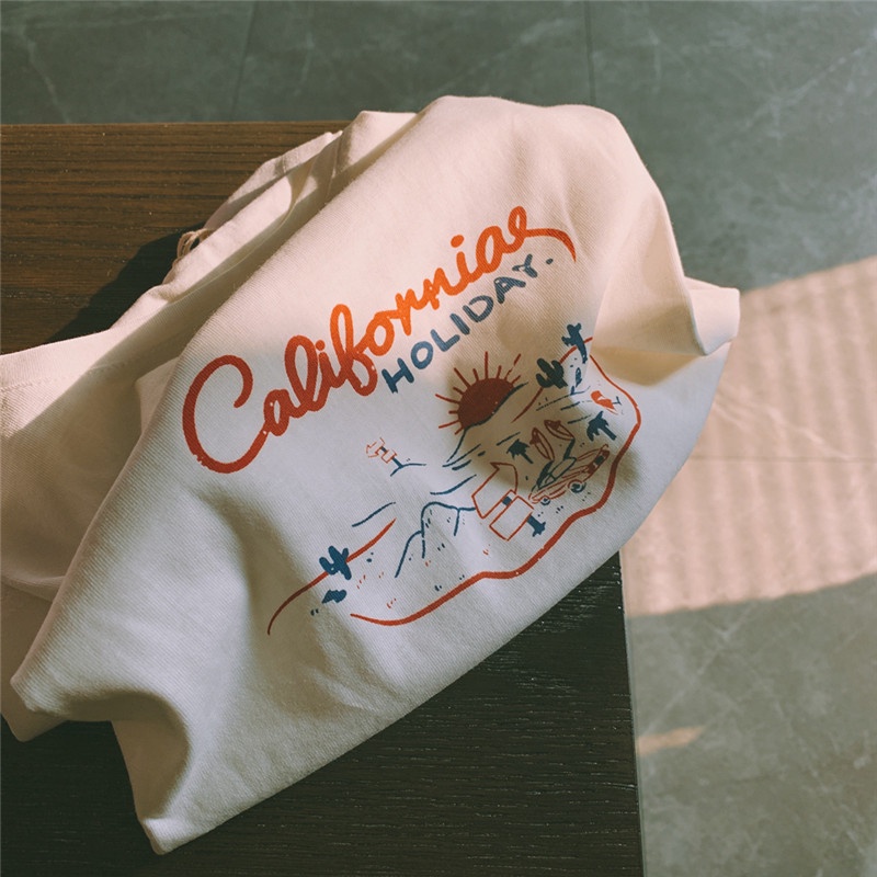 Áo thun tay ngắn cổ tròn in hình dễ phối đồ phong cách mùa hè cho nữ