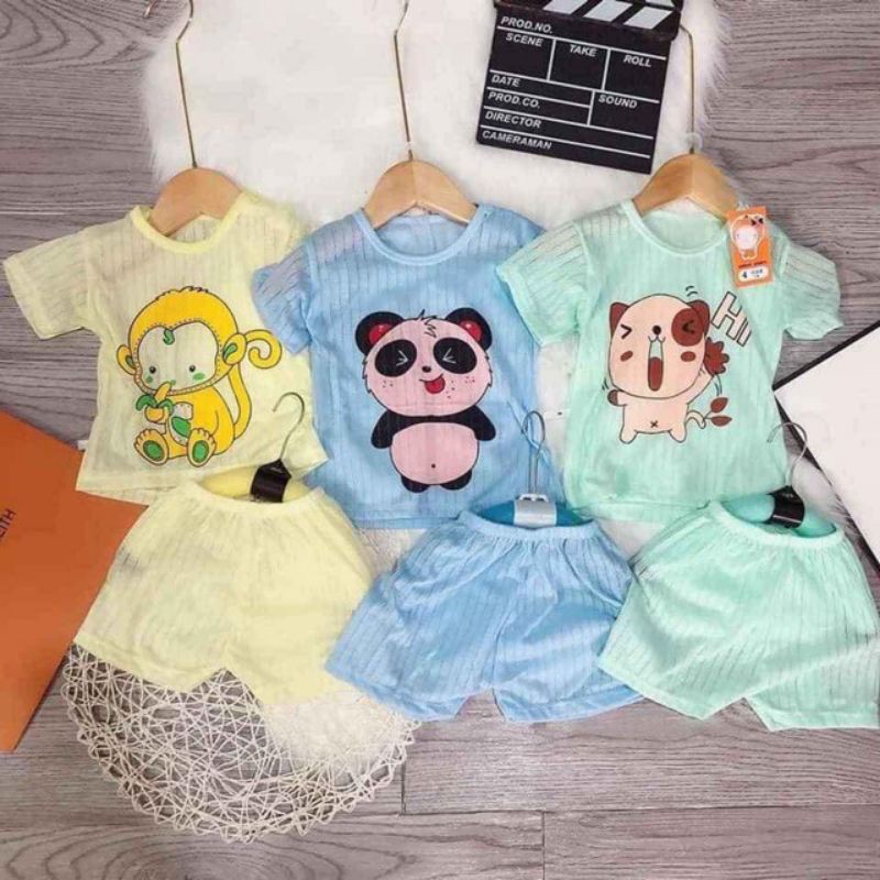 Bộ cotton giấy màu cộc tay cài vai nhiều mẫu cho bé