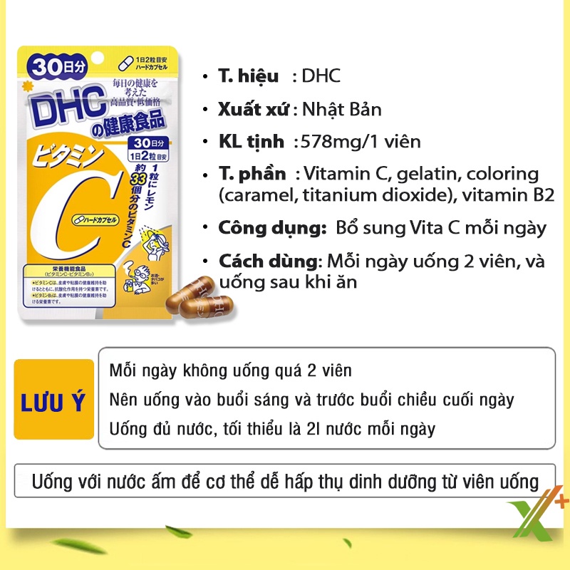 Viên uống Vitamin C DHC Nhật Bản sáng da giảm thâm mụn tăng đề kháng thực phẩm chức năng 30, 90 ngày X6-DHC-C | WebRaoVat - webraovat.net.vn