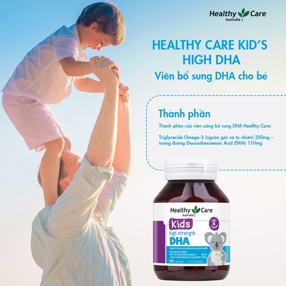 Combo Viên Uống Healthy Care High Strength DHA 60 Viên Bổ Sung  DHA Cho Bé Phát Triển Thông Minh Toàn Diện