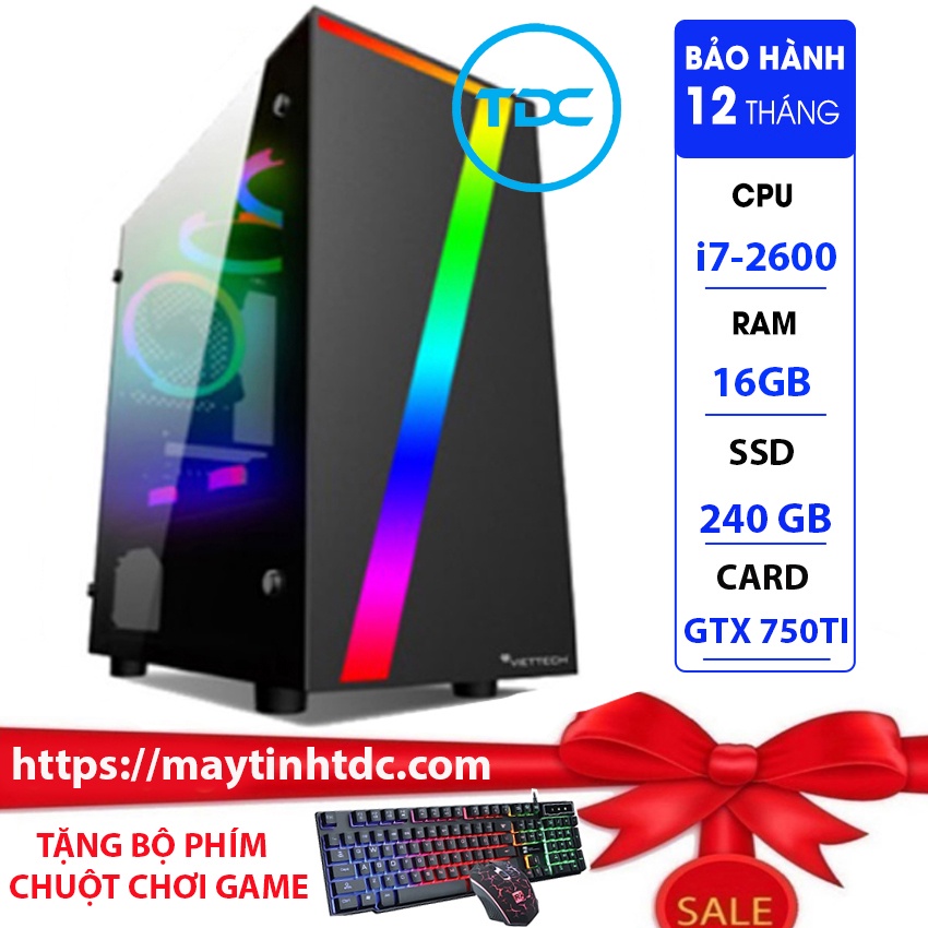 Case MAX PC GAMING X7 CPU Core i7-2600 Ram 16GB SSD 240GB GTX 750TI Chơi PUBG,LOL,CF,Fifa4,Đế chế...+Bộ Phím Chuột Game