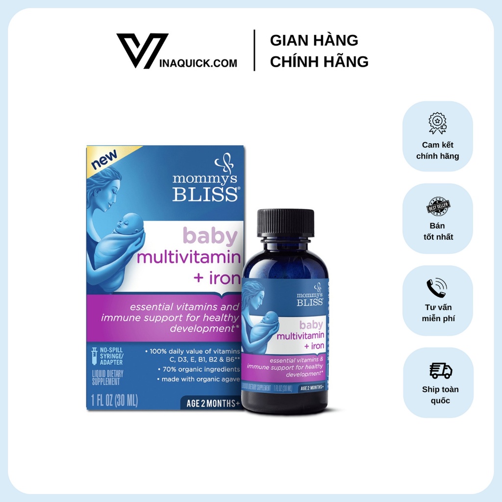 Vitamin Tổng Hợp Chứa Sắt Mommy's Bliss Baby Multivitamin + Iron Drop Cho bé từ 0-12 tháng - VINAQUICK