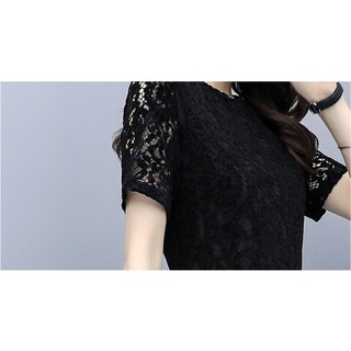 Đầm maxi dáng dài phối ren màu đen cỡ lớn