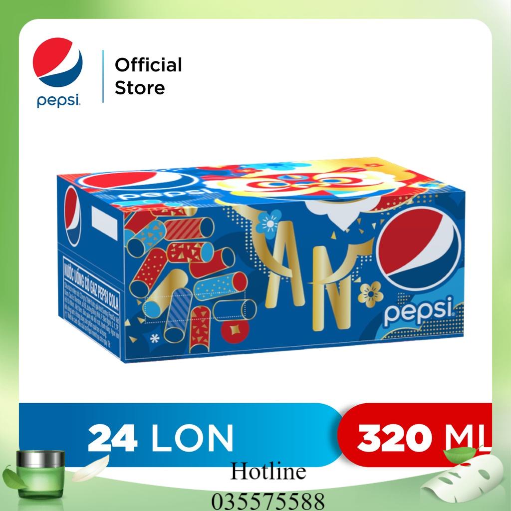 Thùng 24 Lon Nước Ngọt Có Gaz Pepsi (320ml/lon)