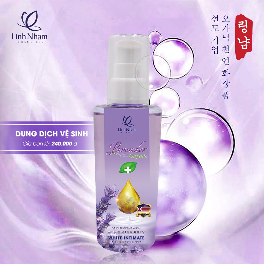 Dung Dịch Vệ Sinh Lavender Organic - Mỹ phẩm Linh Nhâm - 100ml làm sạch, se khít, bảo vệ vùng nhạy cảm