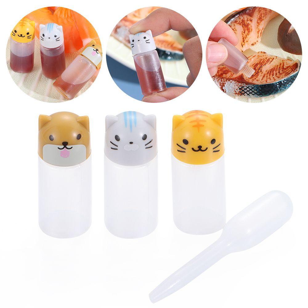 LEILY 4PCS Salad Seasoning Sauce Bottle Cute Kitchen Accessories Small Container Mini Lunch Box Cartoon Kids For Bento