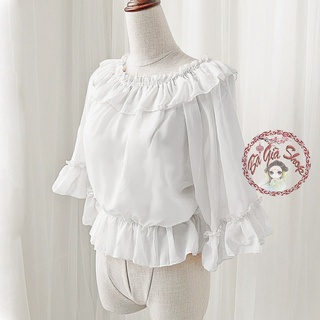 Áo voan ren áo blouse trắng/ đen