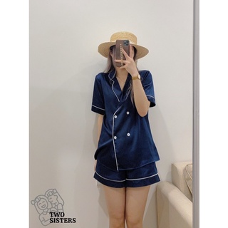 Bộ đồ ngủ pyjama chất lụa cao cấp thiết kế 4 cúc Two Sisters