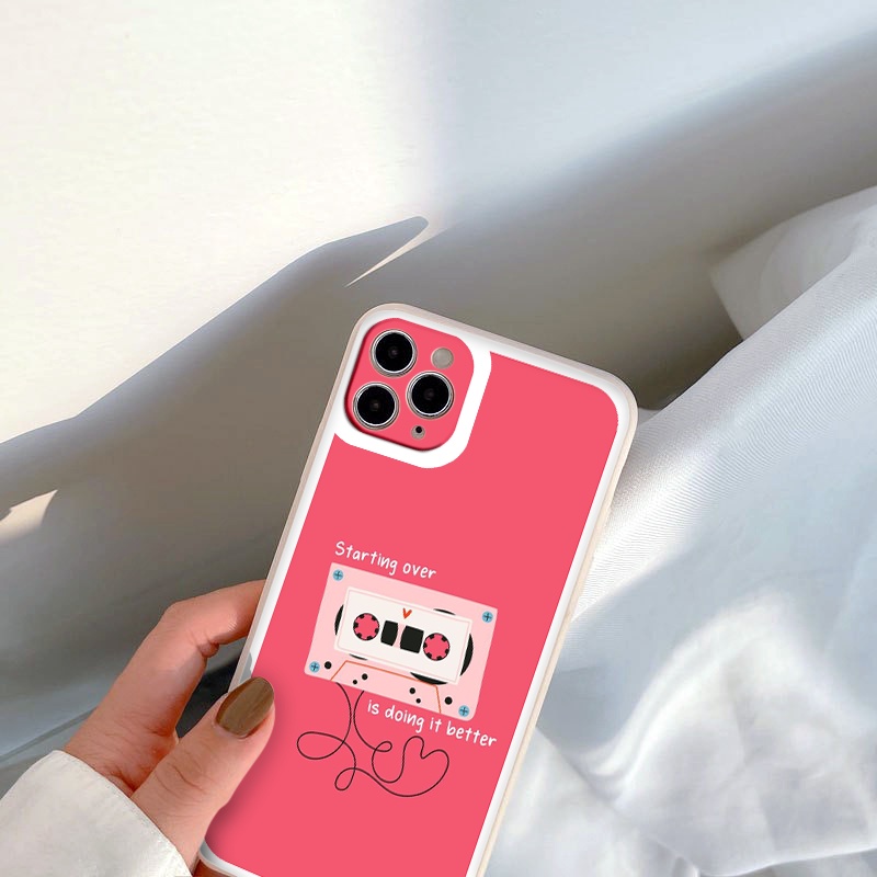 Ốp iphone - Ốp lưng iphone cạnh vuông viền camera băng cassette dành cho ip 6 đến 14promax - ng107
