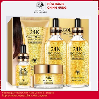 Bộ Mỹ Phẩm Dưỡng Da Cao Cấp 5 Món Tinh Chất Gold 24K Chăm Sóc Làm Trắng Dưỡng Ẩm Da Images Hàng Nội Địa Trung-MS021