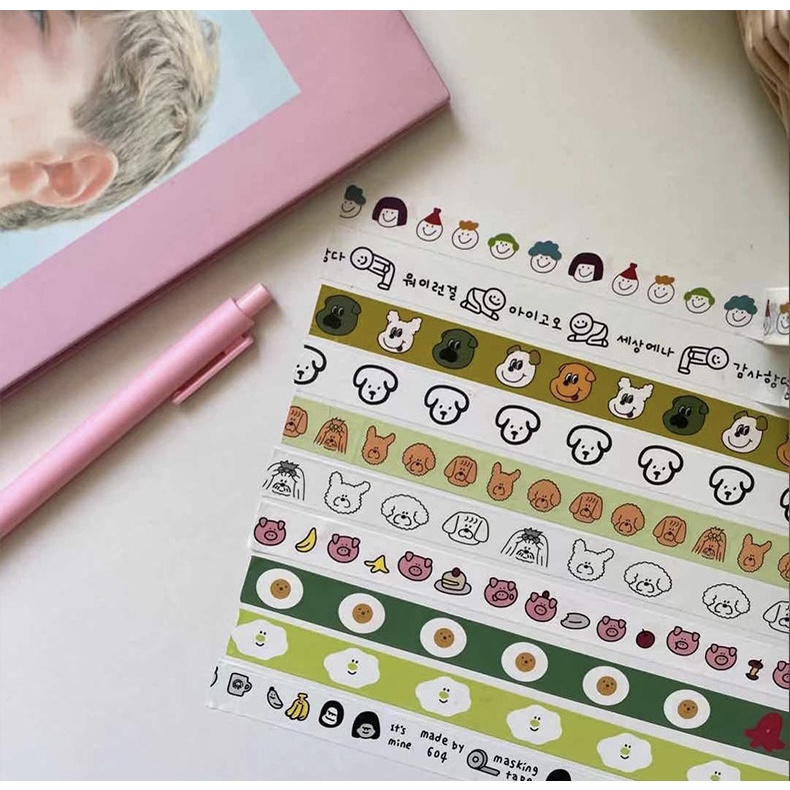 Washi tape/Băng keo giấy hoạ tiết gấu phong cách Nhật Bản