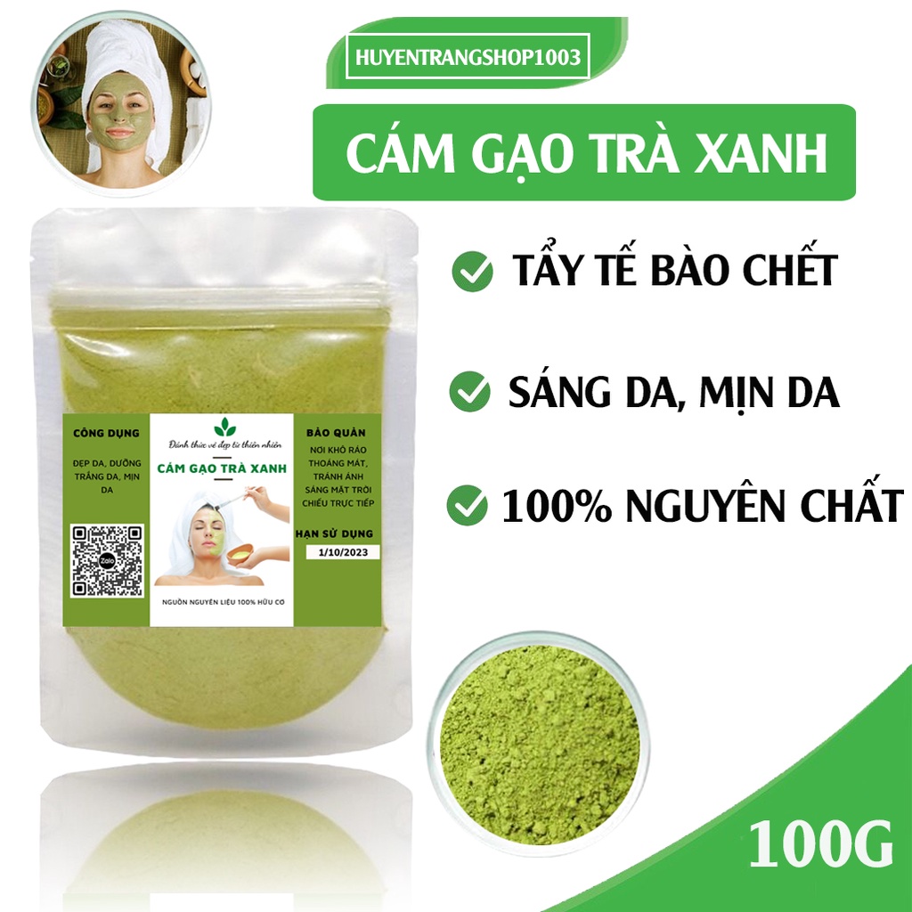 100g cám gạo trà xanh trắng da handmade