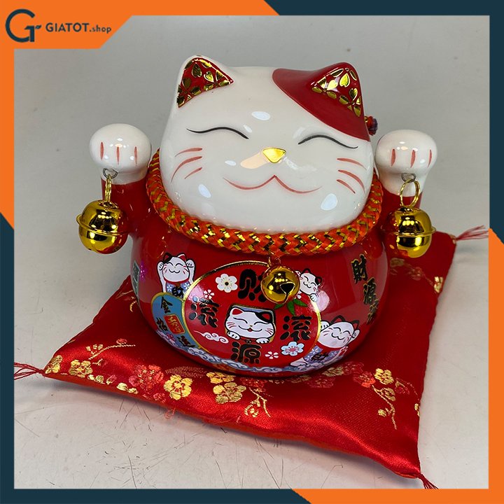 Mèo thần tài may mắn Maneki Neko 10cm kiêm hũ tiết kiệm (ngẫu nhiên)