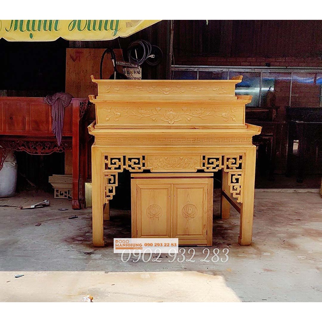 Bộ bàn tủ thờ 3 tầng giá xưởng, giao hàng lắp đặt miễn phí