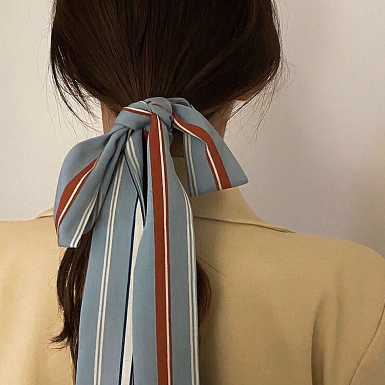 FREESHIP XTRA Dây ruy băng buộc tóc họa tiết CAO CẤP thiết kế kiểu khăn choàng cổ phong cách Hàn Quốc