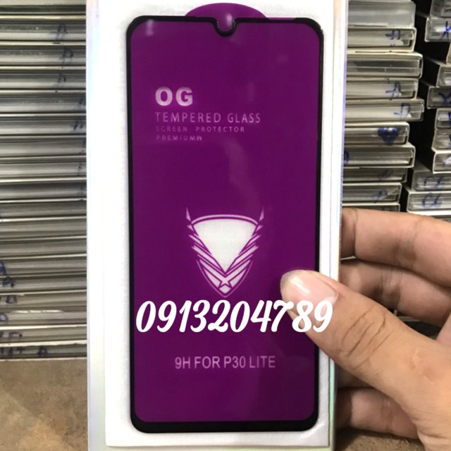 Kính Cường Lực OG Huawei P30 Lite full mang khoan không thủng