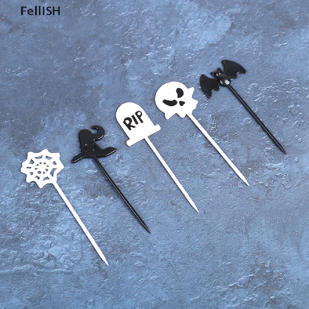 Bộ 10 Tăm Nhựa Trang Trí Bánh Kem Phong Cách Halloween 439br