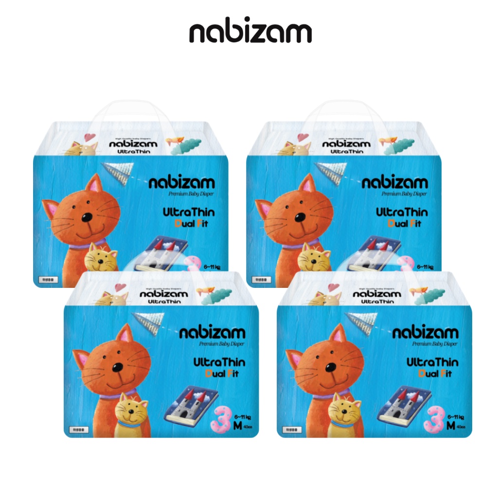 Combo 4 Tã/Bỉm Quần Nabizam UltraThin Nội Địa Hàn Cao Cấp Mỏng Vượt Trội, Thấm Hút Và Chống Tràn Size M/6-11kg/32 miếng