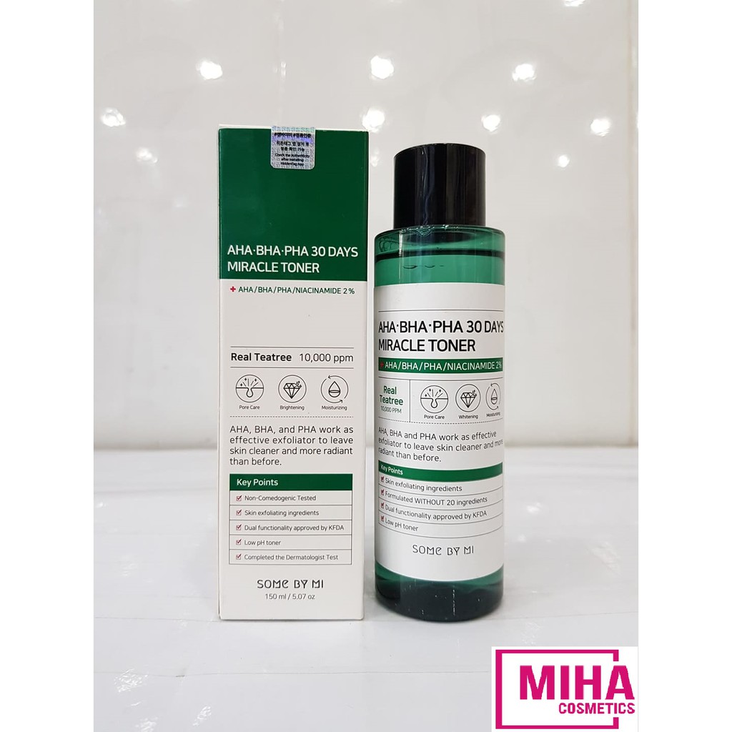 Nước Hoa Hồng Hỗ Trợ Giảm Mụn SOME BY MI AHA-BHA-PHA 30 Days Miracle Toner 150ml Hàn Quốc